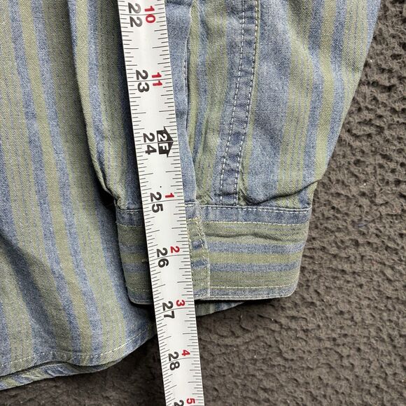 Vintage Levi's Striped Denim Shirt Long Sleeve Button Up Western Workwear Large - Picture 6 of 9